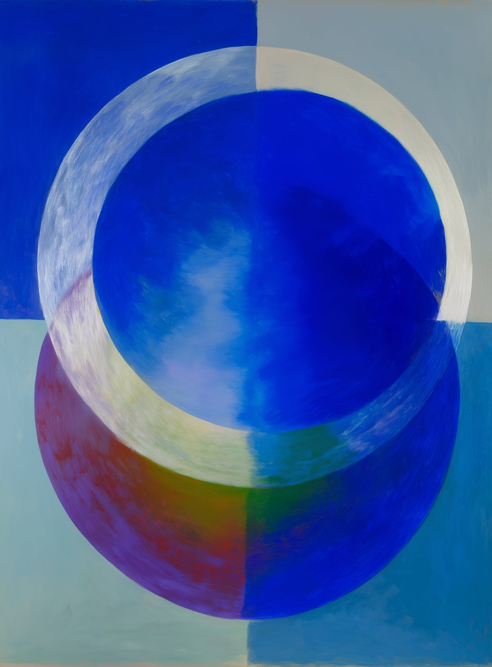 Pale arc across blue circle