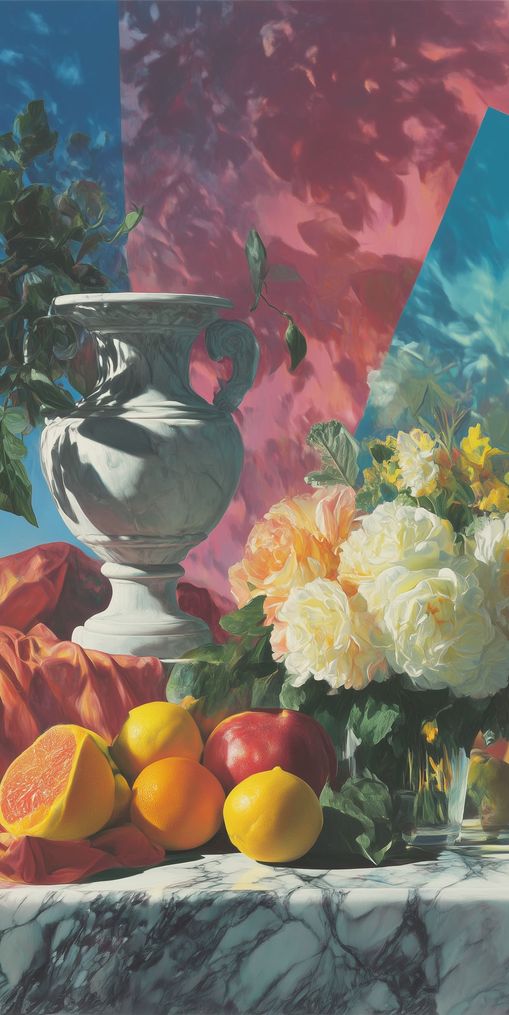 Urn and roses in hard light
