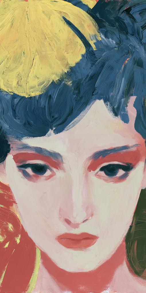 Yellow weight over her gaze