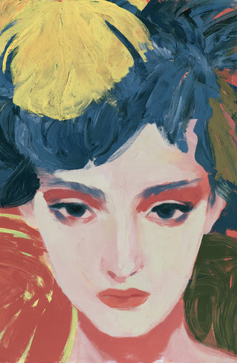 Yellow weight over her gaze