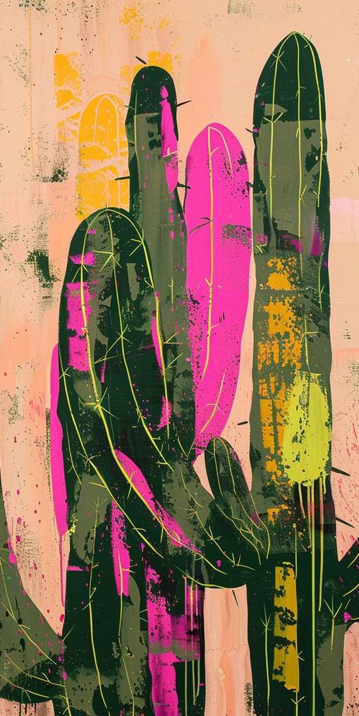 Neon pink on cactus green