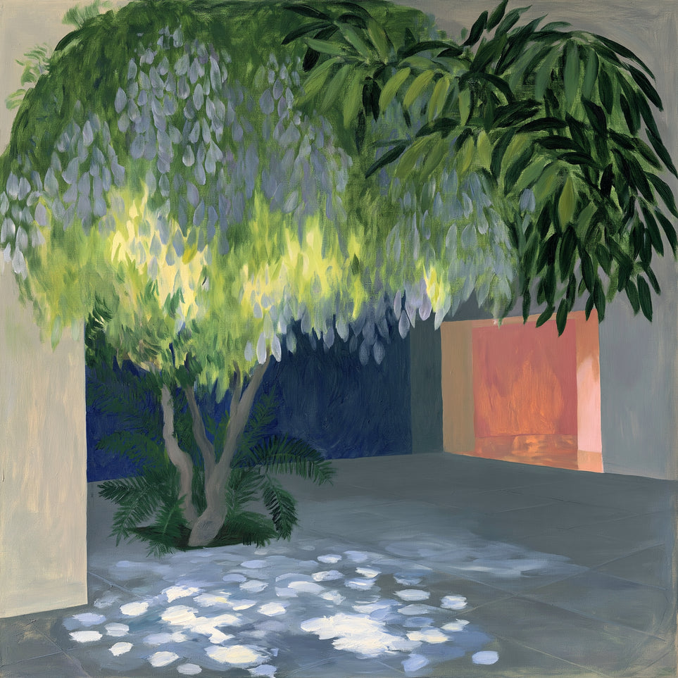 Spotted light under blossoms