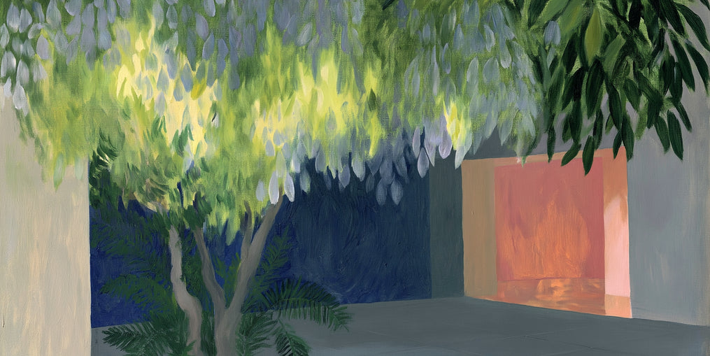 Spotted light under blossoms