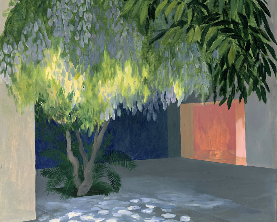 Spotted light under blossoms
