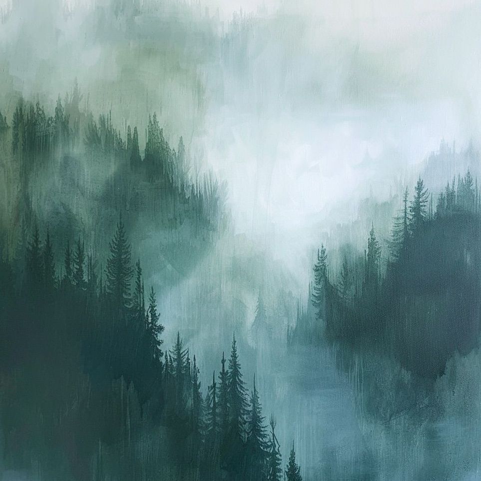Mist caught in the pines