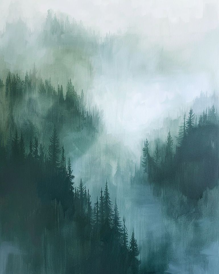Mist caught in the pines