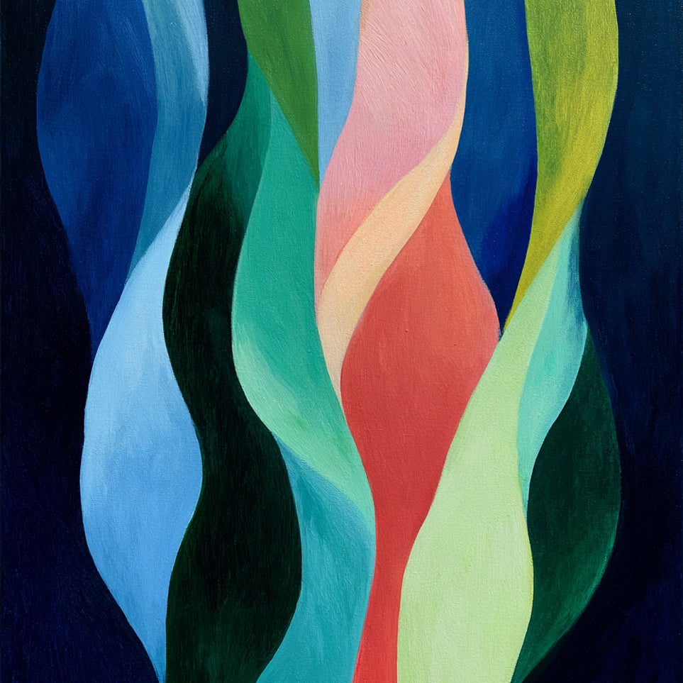 Layered wavy color bands