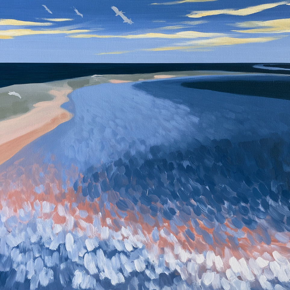Pale sand in blue water