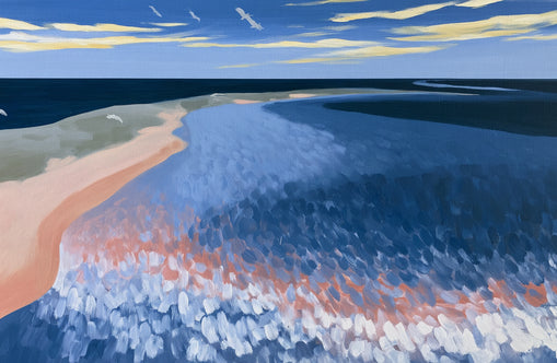 Pale sand in blue water