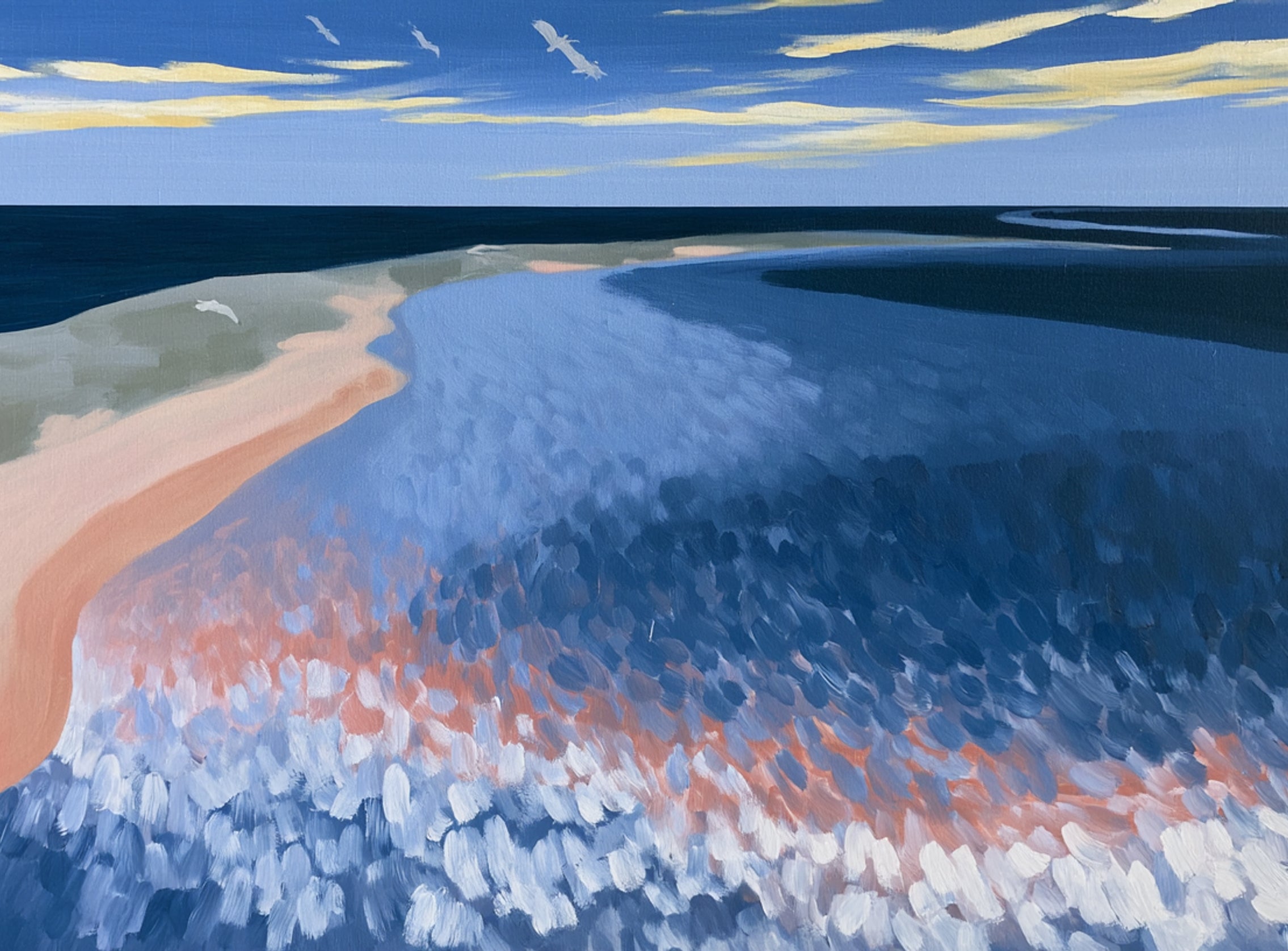 Pale sand in blue water
