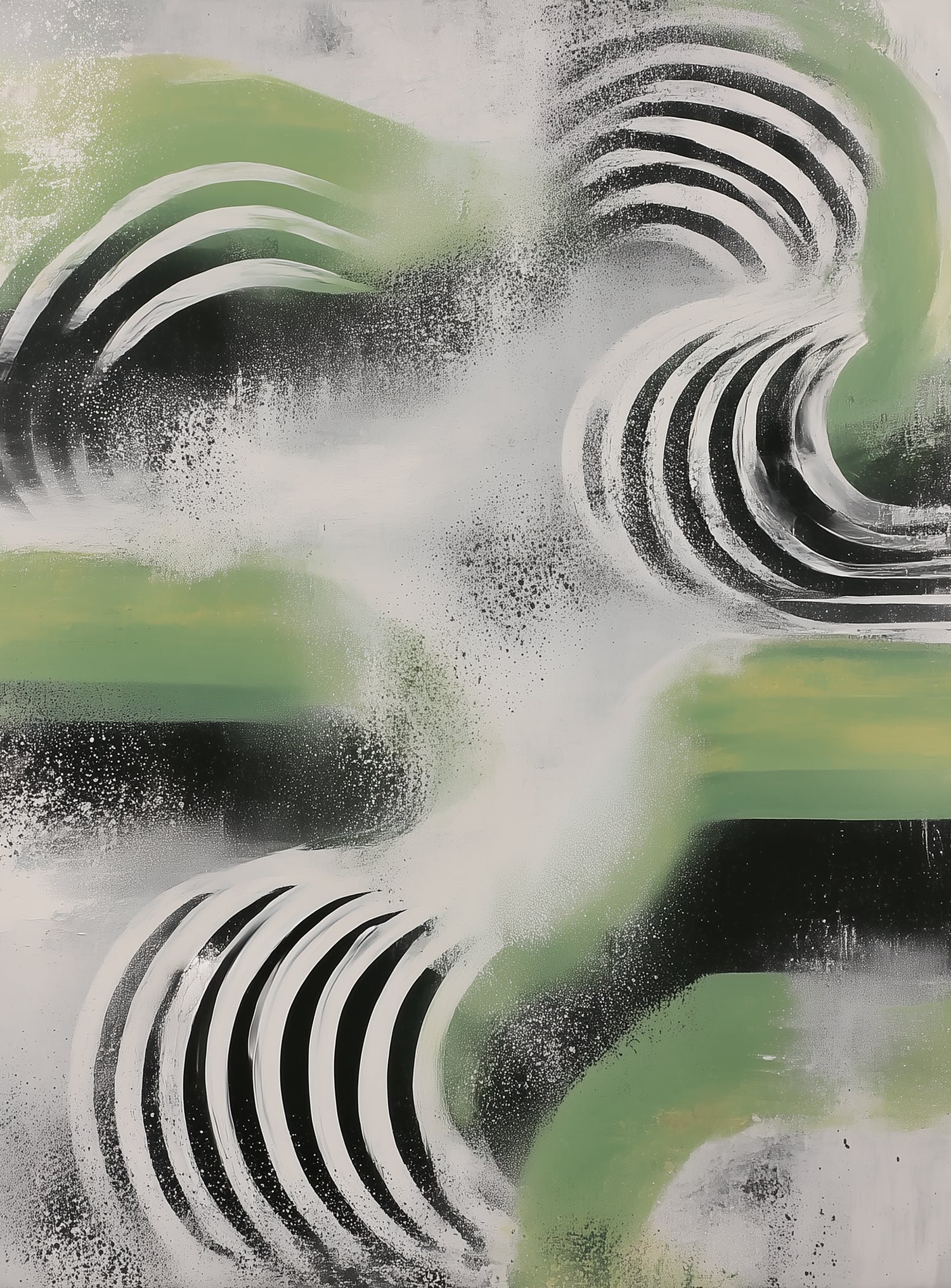 Curved bands in drifting haze