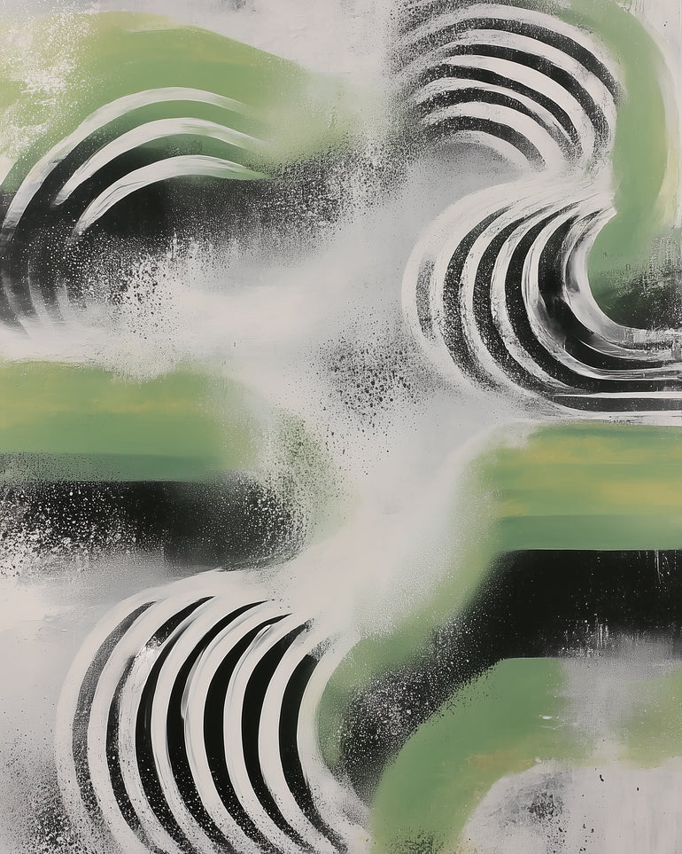 Curved bands in drifting haze