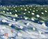 White flowers in wind streaks