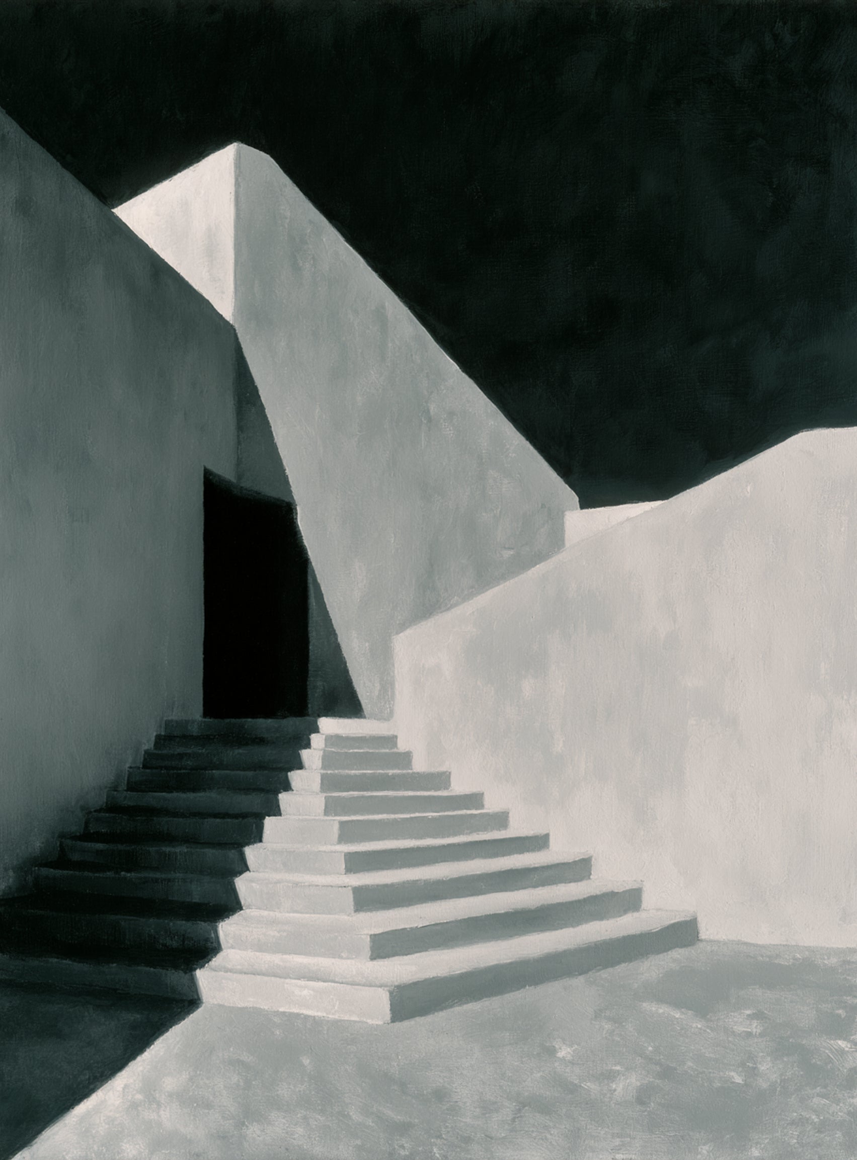 Stairs into the black doorway