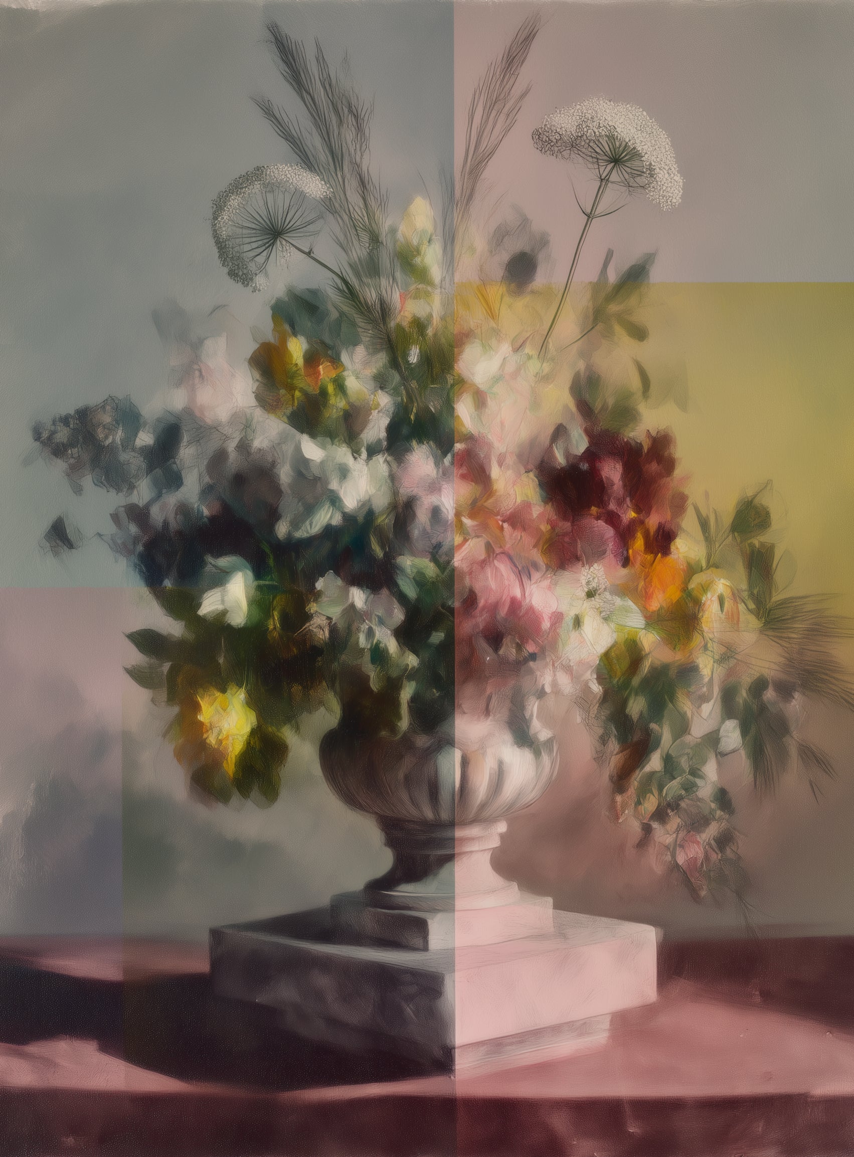 Bouquet in divided light