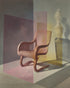 Cane chair within color panes