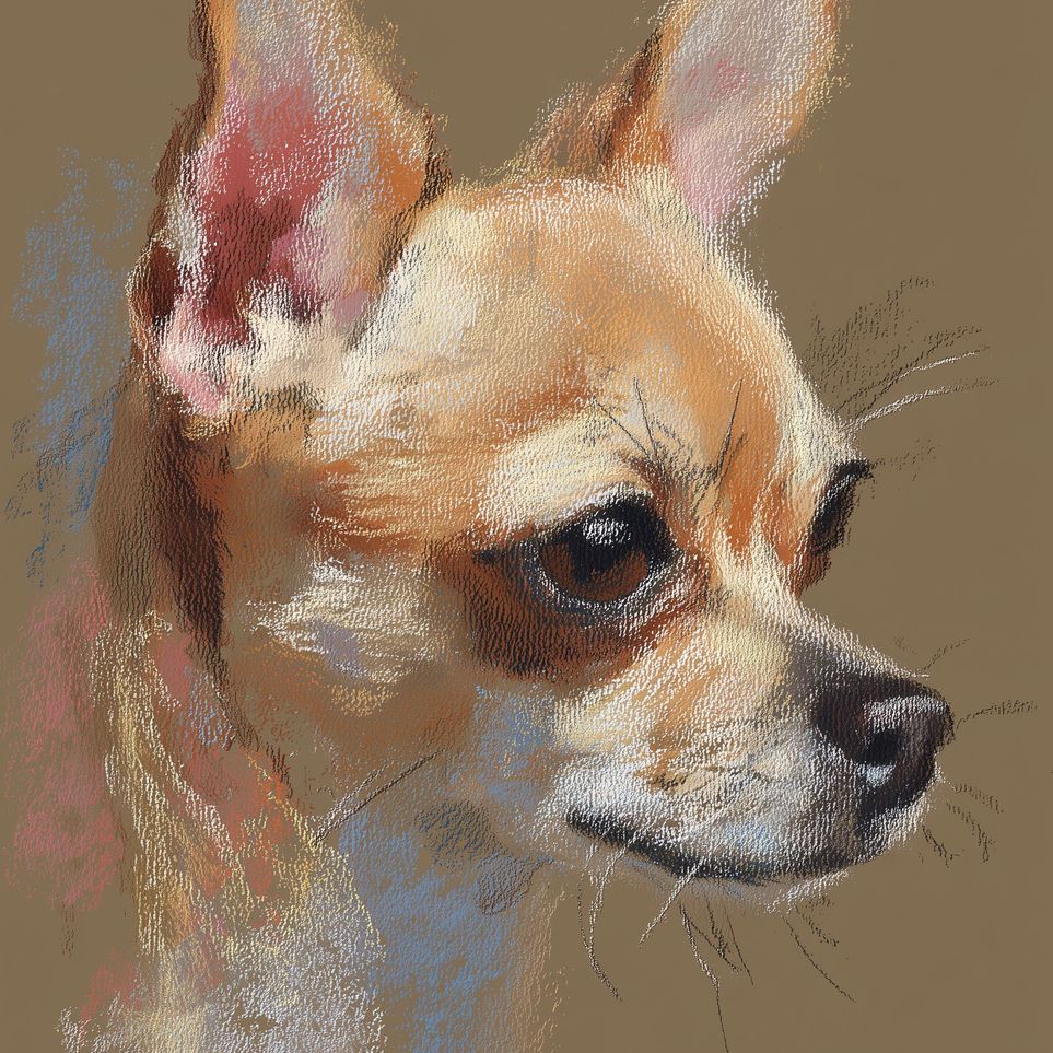 Pastel dog in profile