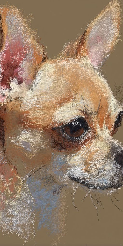 Pastel dog in profile