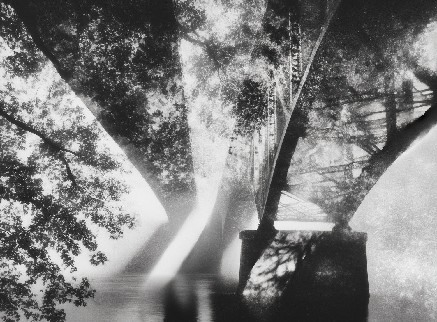 Steel Bridge Over a Slow River in Sunlight