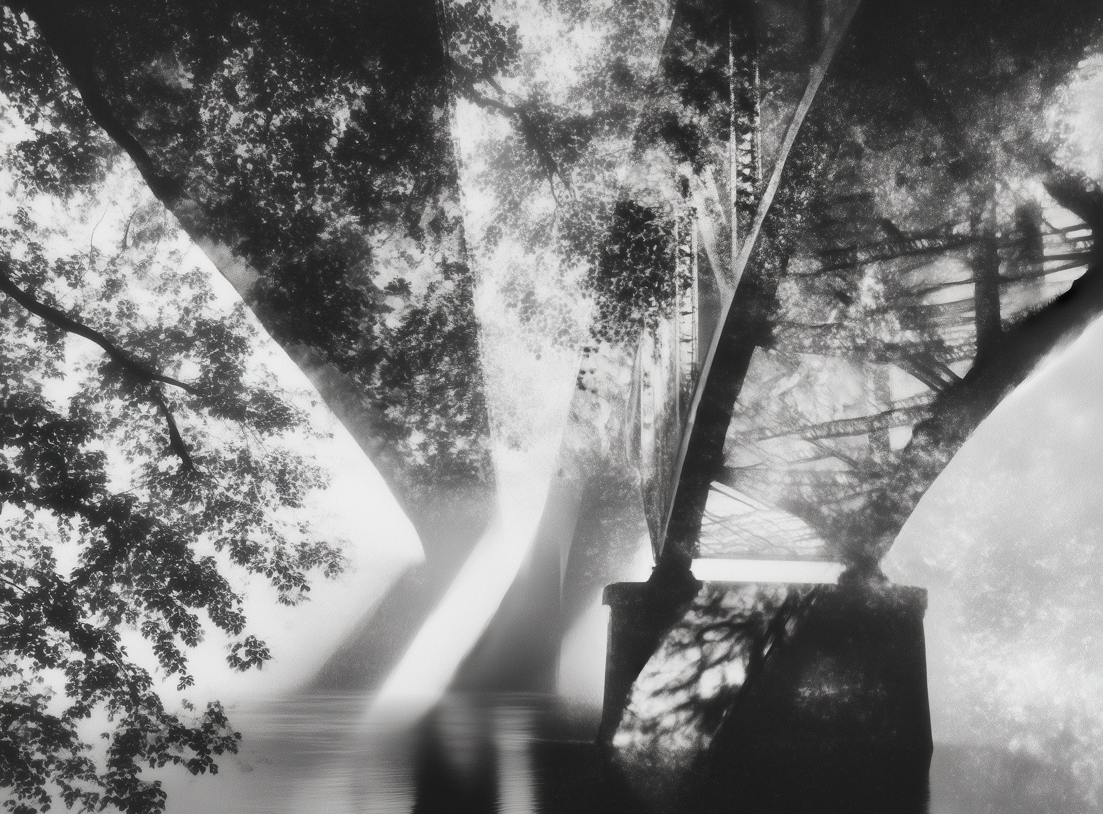 Steel Bridge Over a Slow River in Sunlight