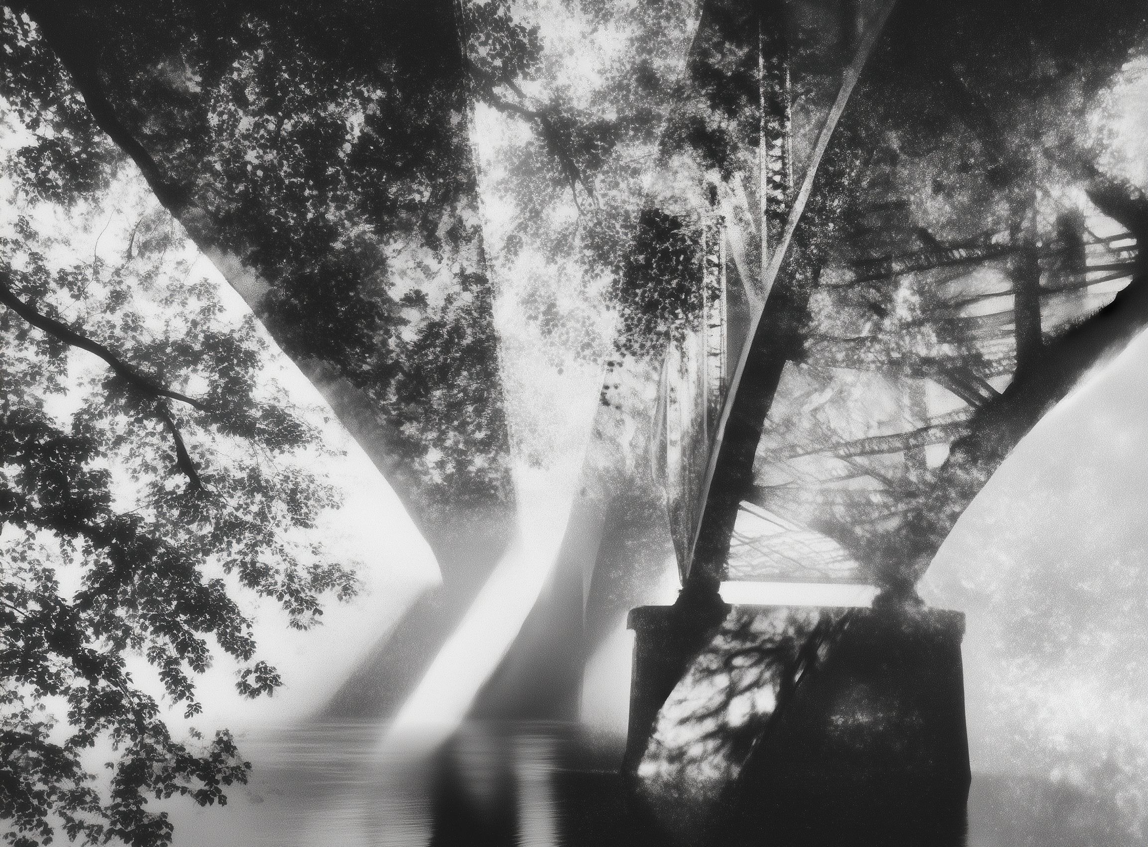 Steel Bridge Over a Slow River in Sunlight
