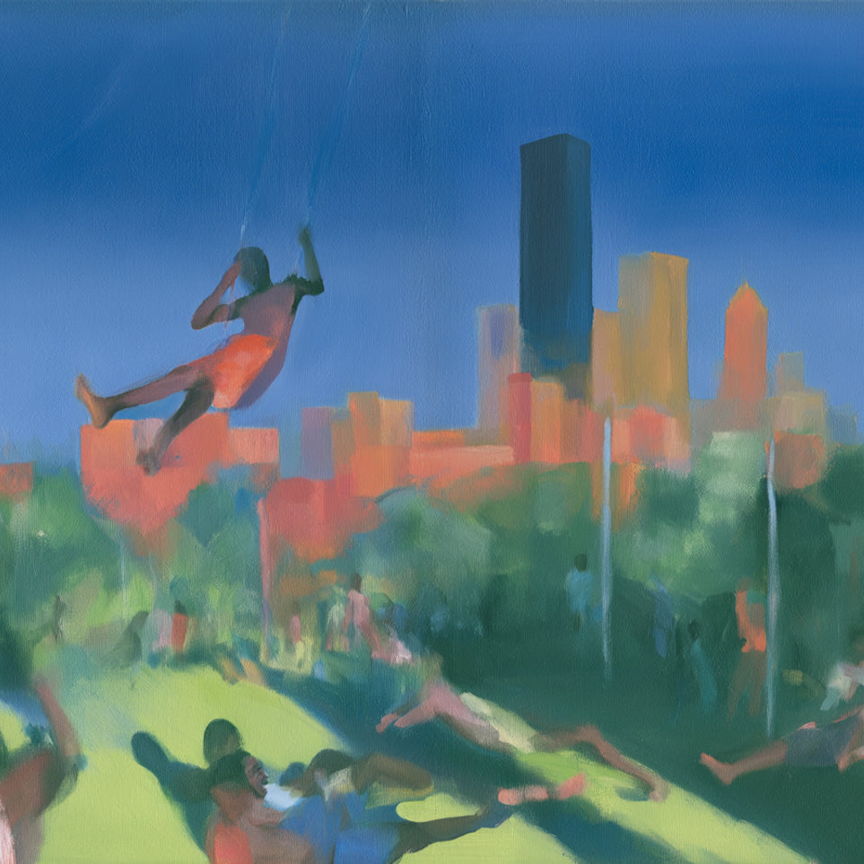 Swinging over the city park