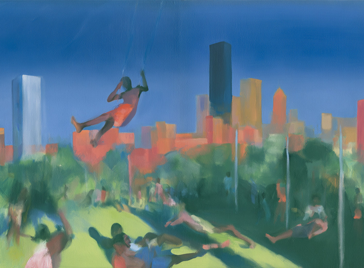 Swinging over the city park