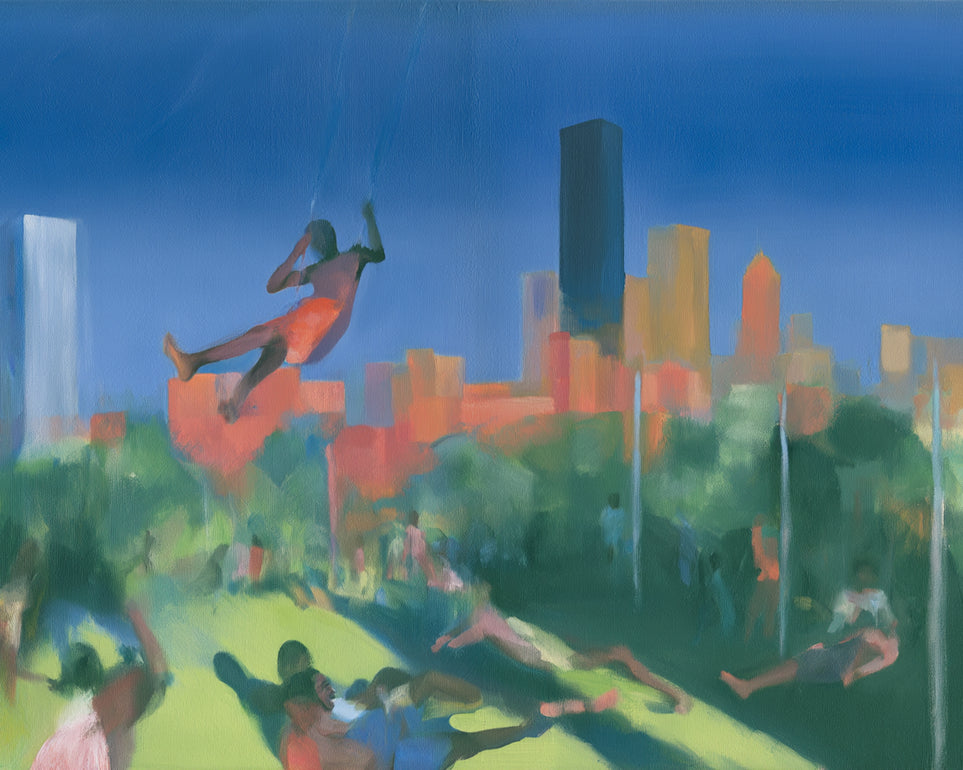 Swinging over the city park
