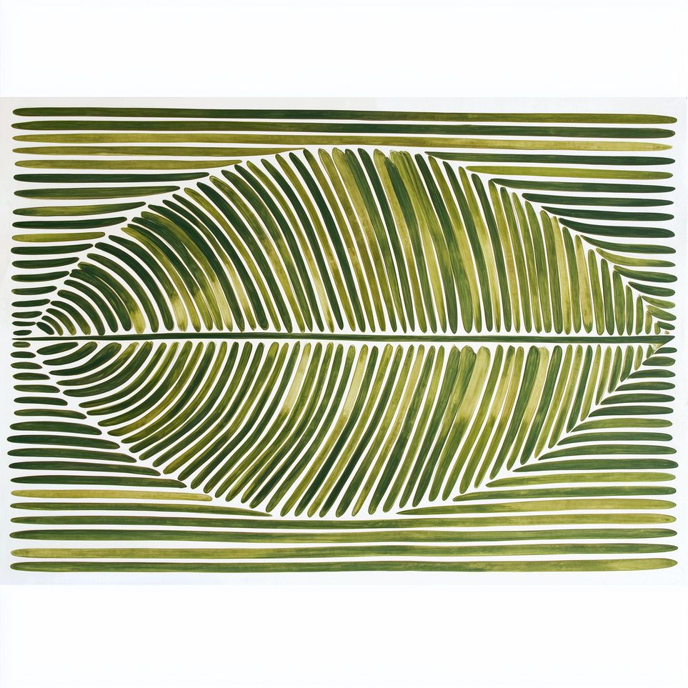 Palm frond in green bands