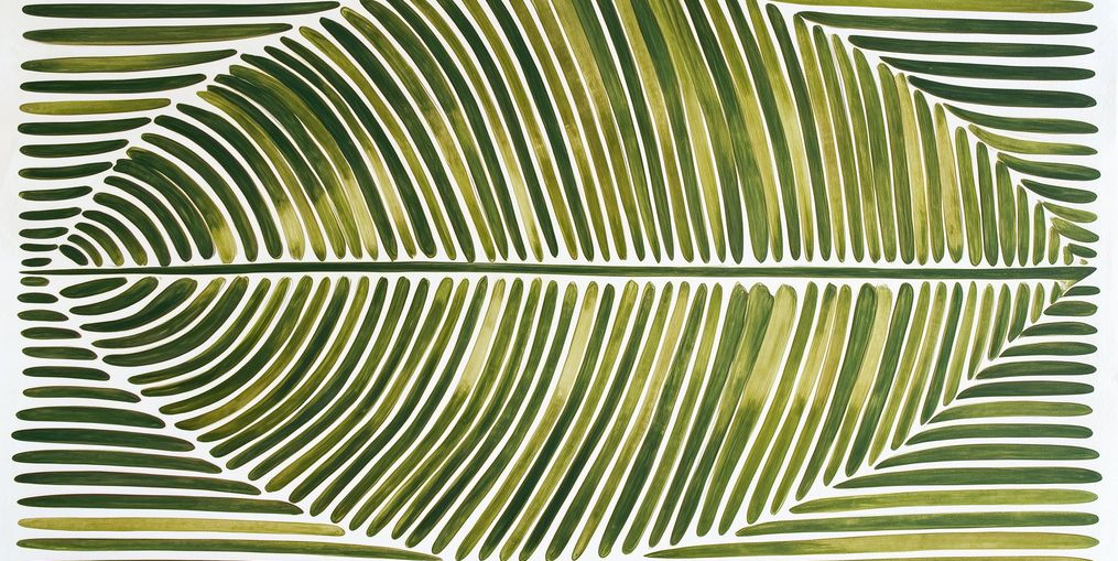 Palm frond in green bands