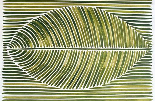Palm frond in green bands