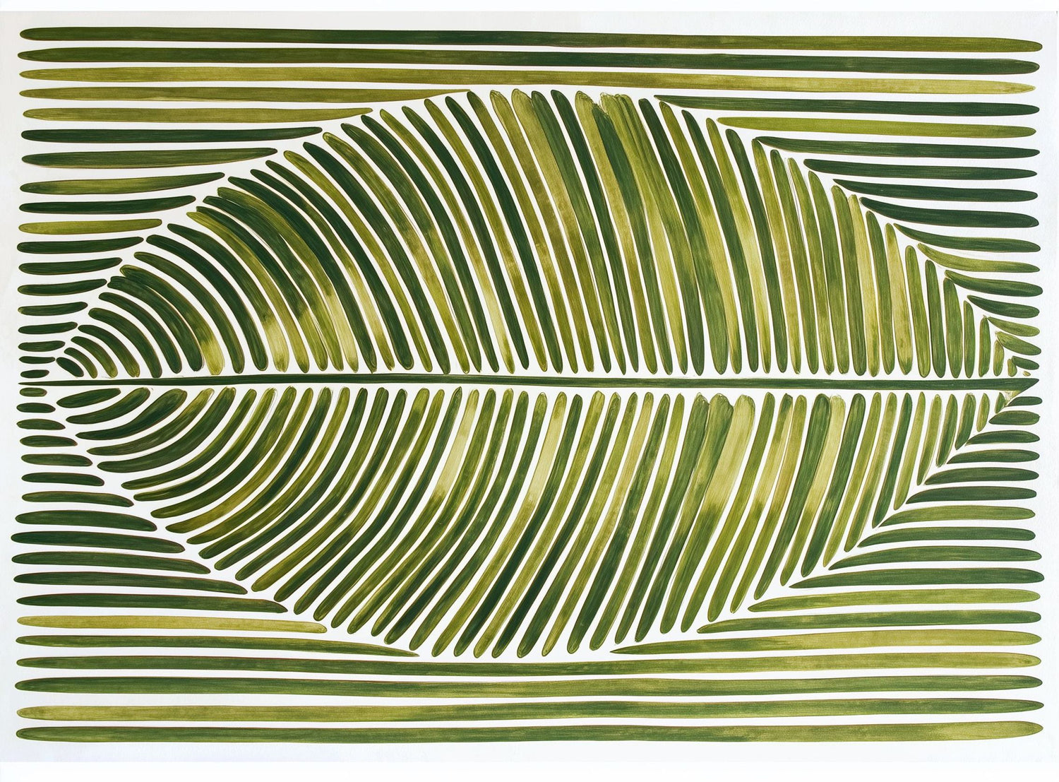 Palm frond in green bands