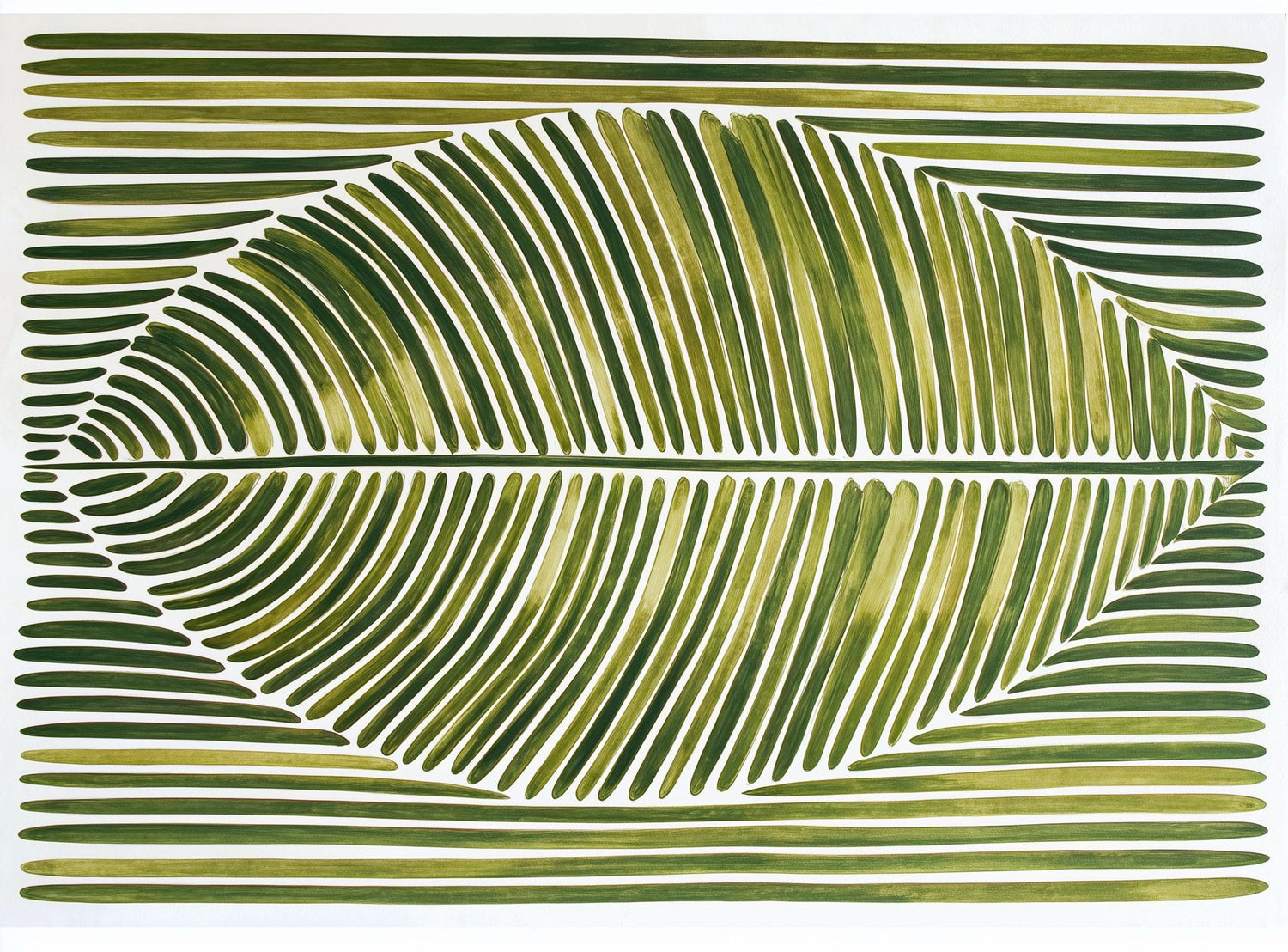 Palm frond in green bands