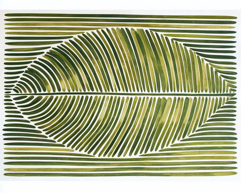 Palm frond in green bands