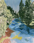 Blue bend under pines