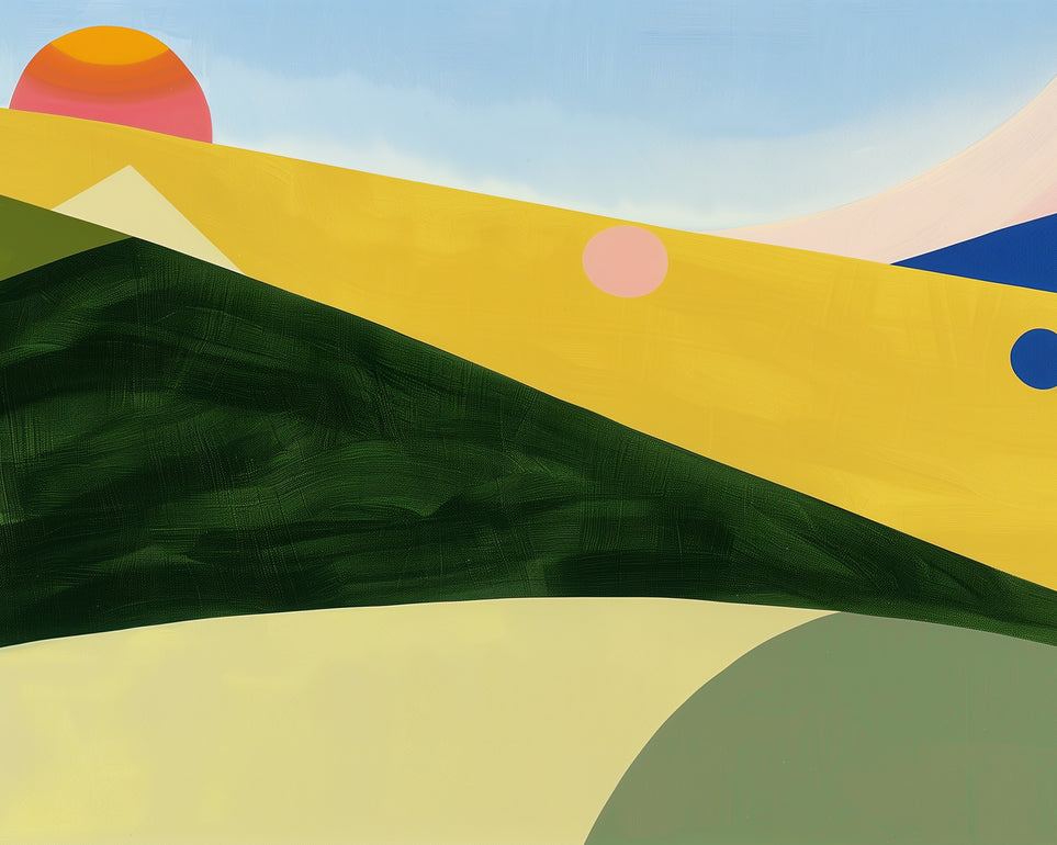 Three suns over rolling hills