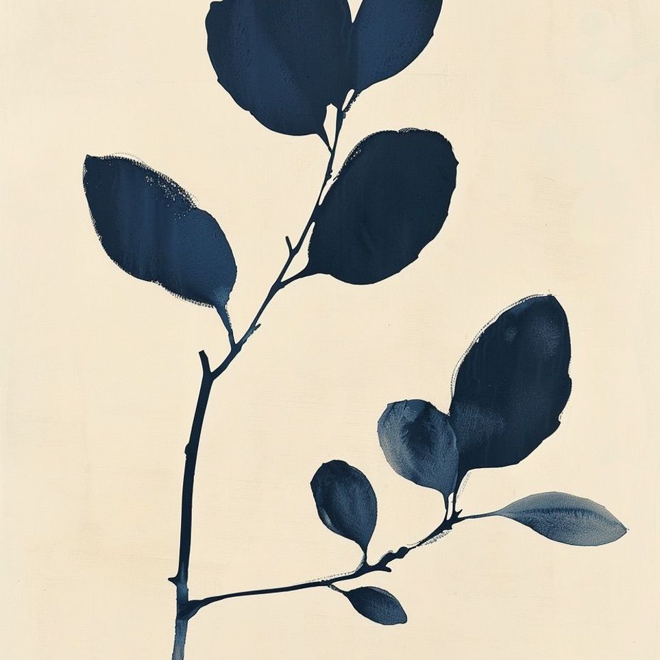 Ink leaves on bare stem