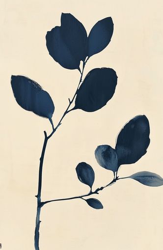 Ink leaves on bare stem