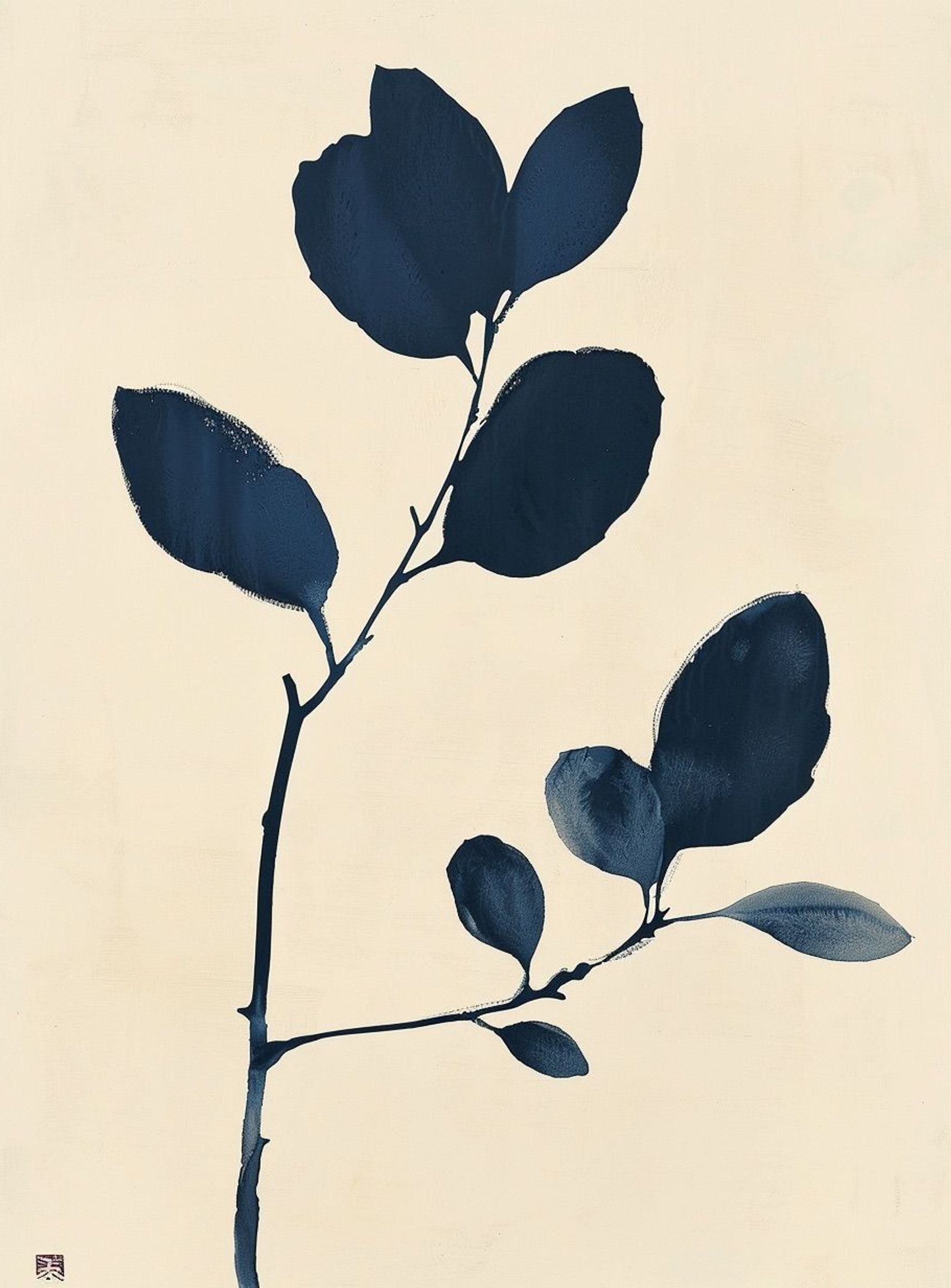 Ink leaves on bare stem