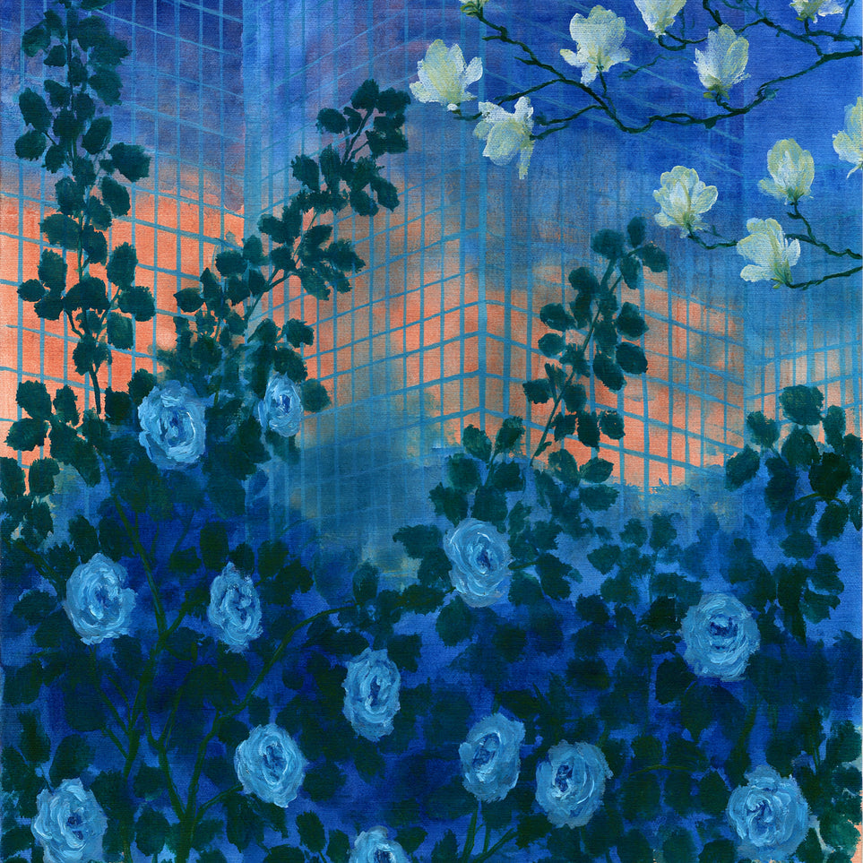Roses climbing the grid