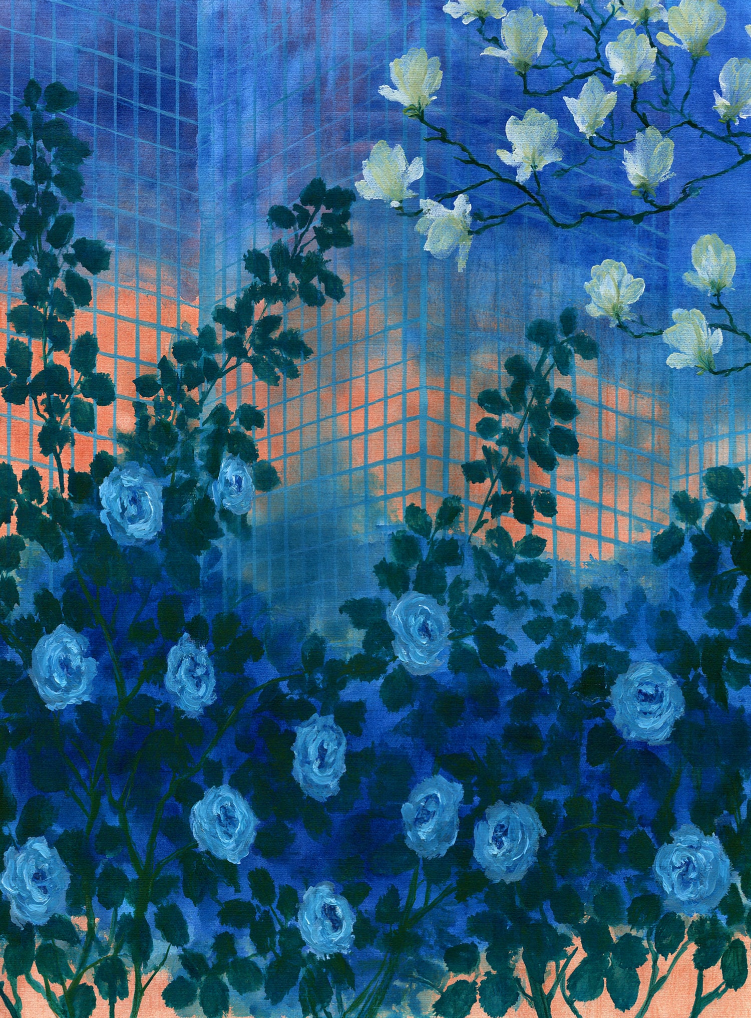 Roses climbing the grid