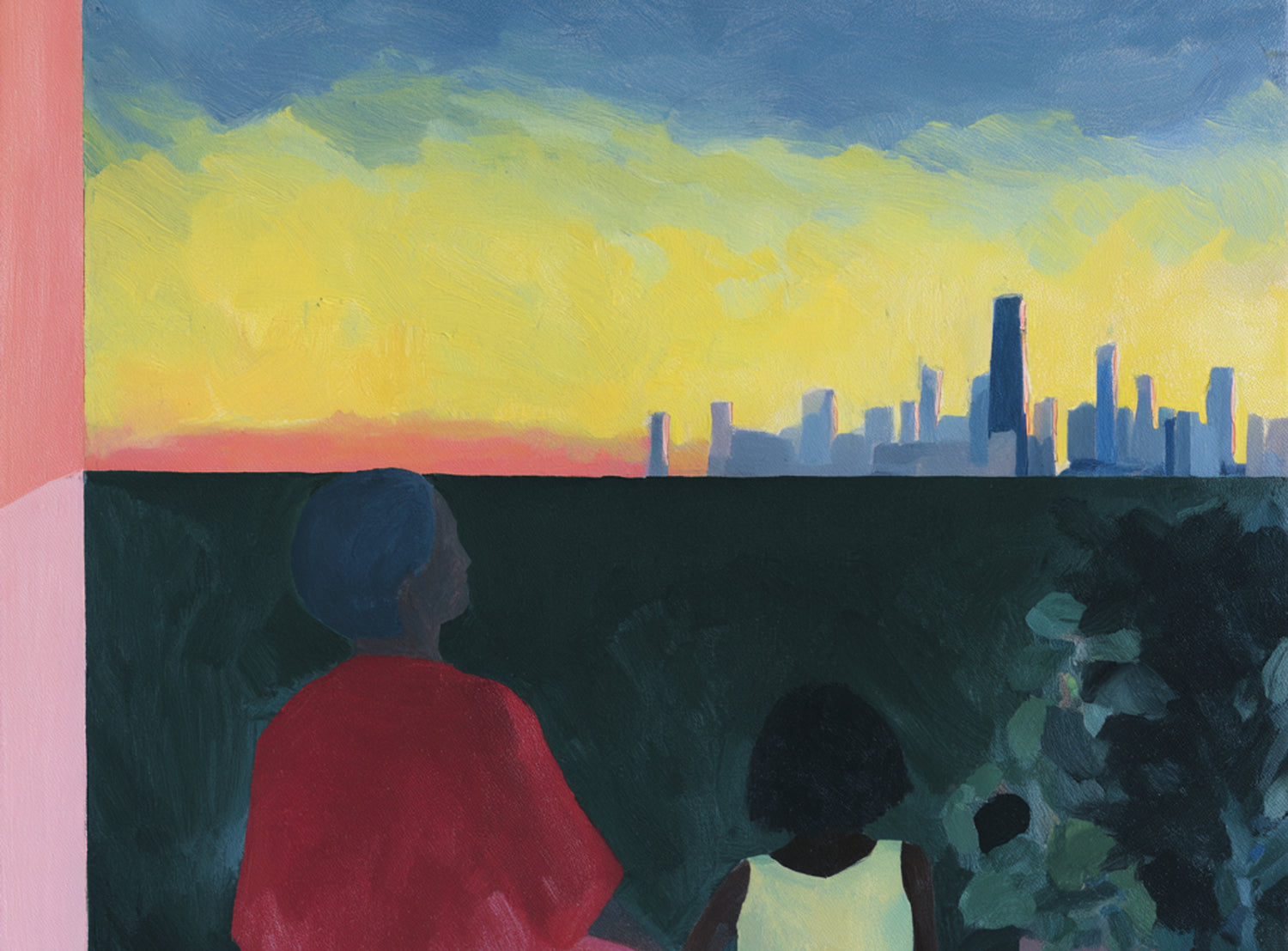 Yellow sky over the skyline