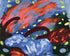 Layered brushstrokes with yellow ovals