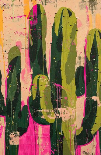 Cacti within pink drips