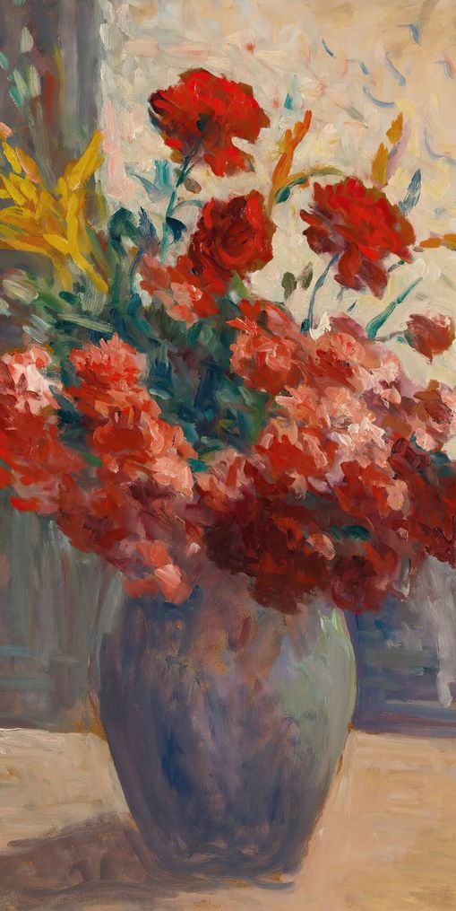 Flowers within a tall vase