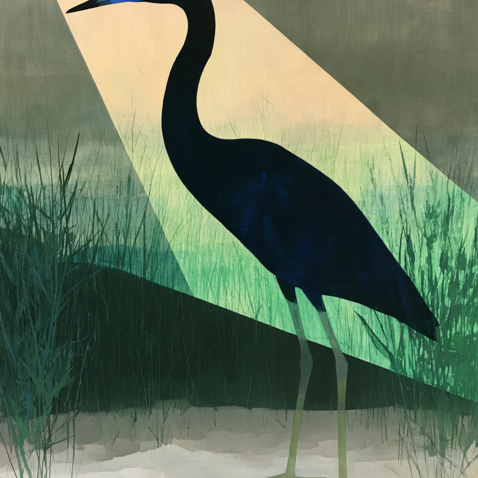 Blue beak in green light