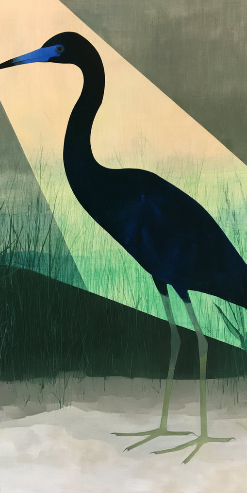 Blue beak in green light