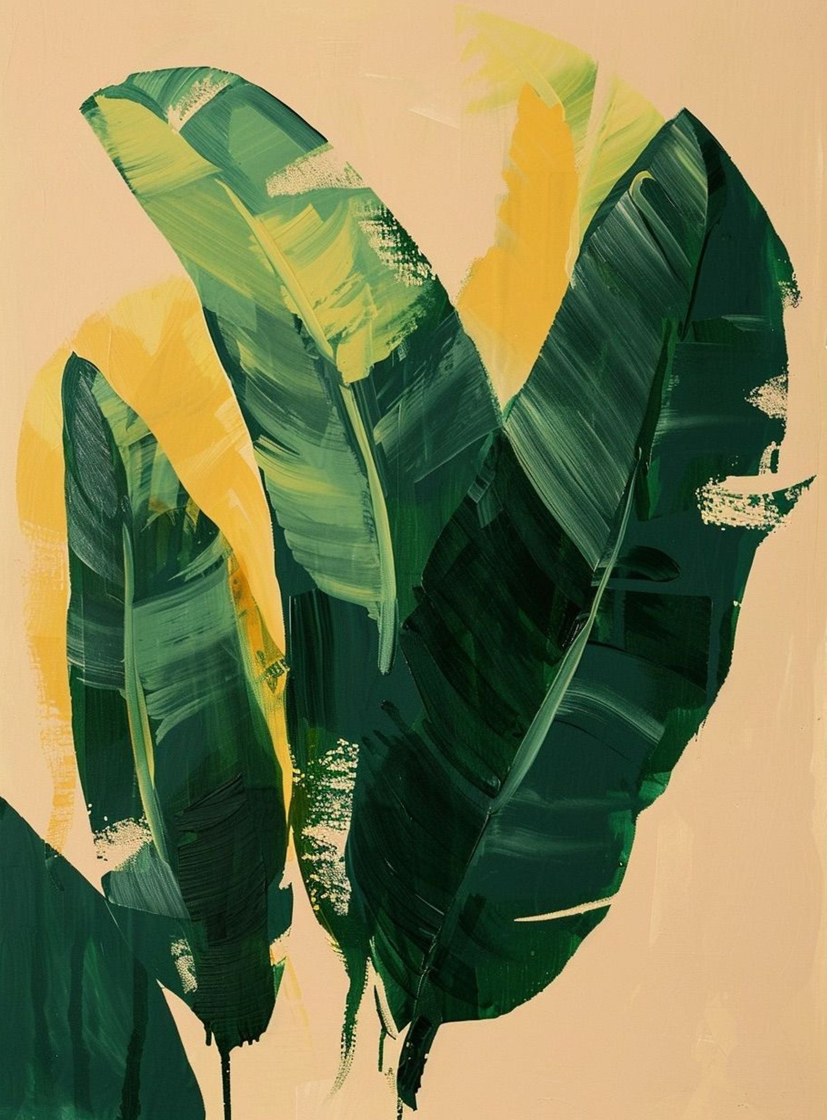 Green leaves in warm haze