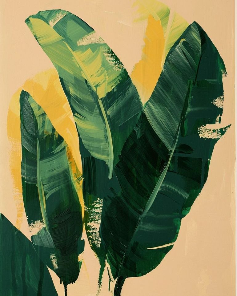 Green leaves in warm haze