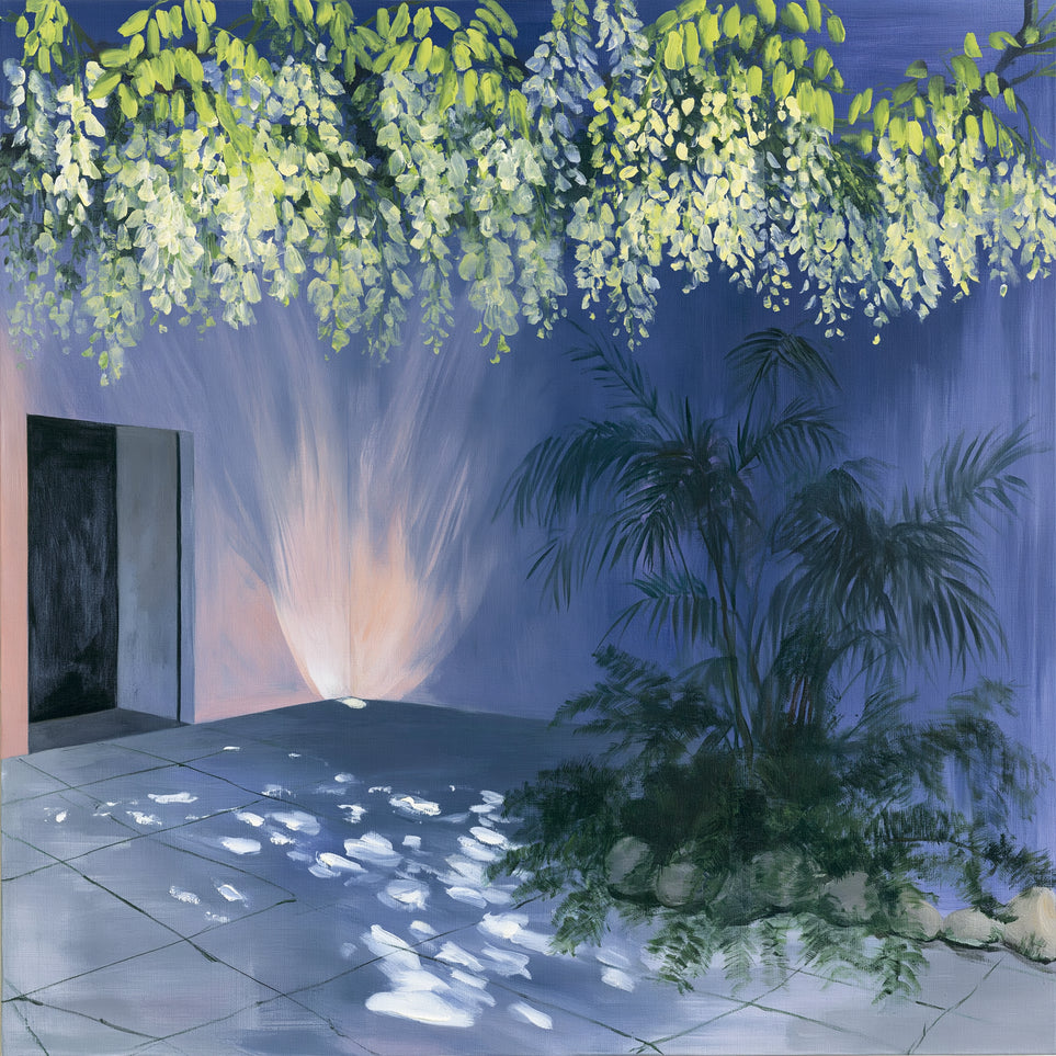 Light beneath hanging blossoms
